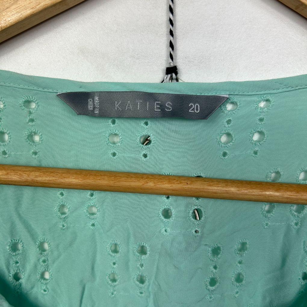 Katies Aqua Broderie Top - Size 20