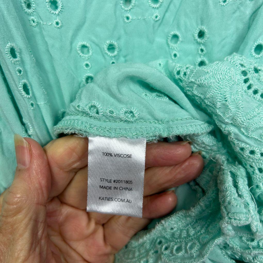 Katies Aqua Broderie Top - Size 20
