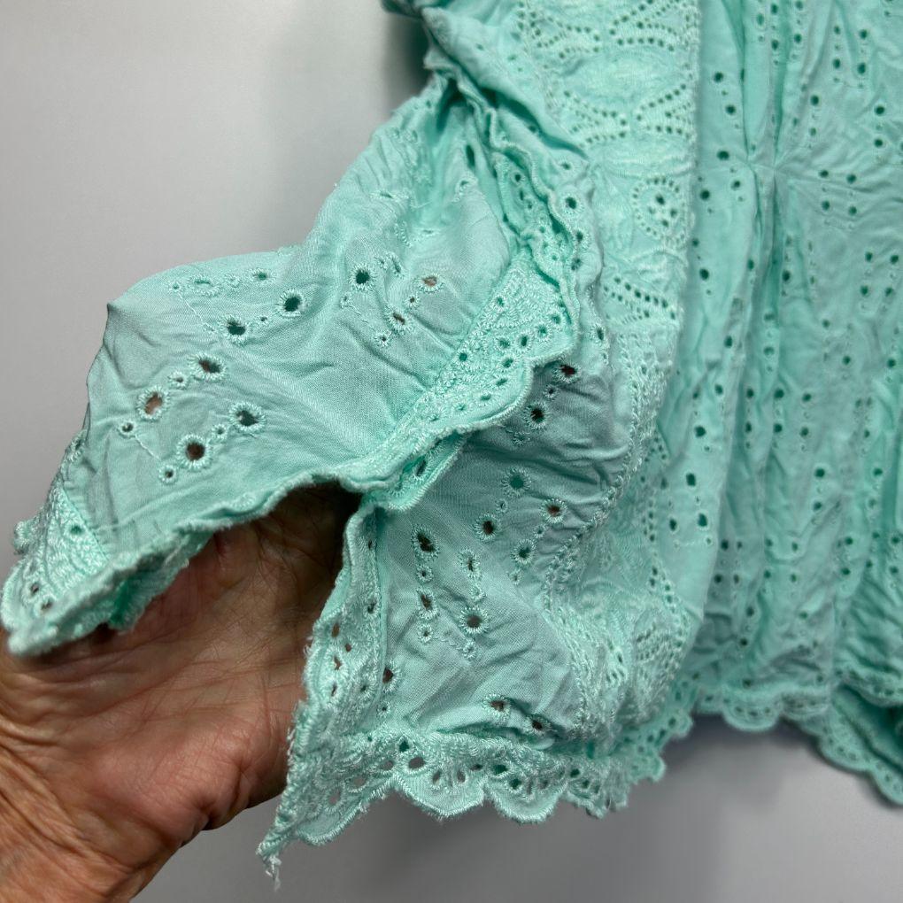 Katies Aqua Broderie Top - Size 20