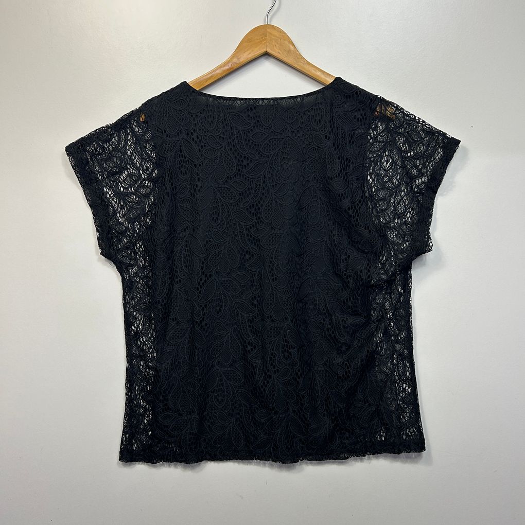 Millers Black Lace Overlay Top - Size 16