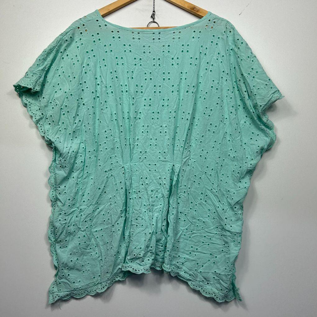 Katies Aqua Broderie Top - Size 20