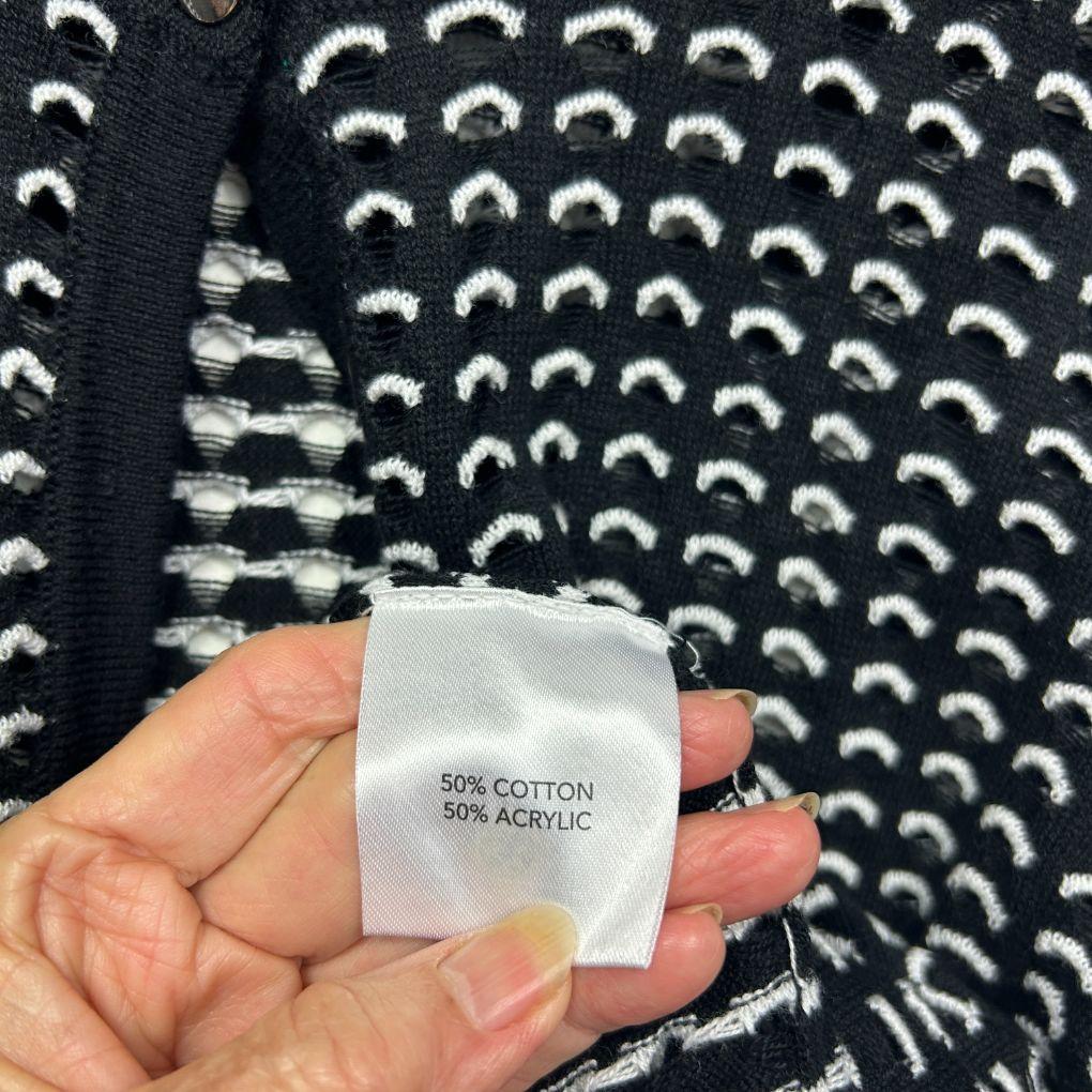 Black White Cotton Knit Cardigan Top - Size 14/16