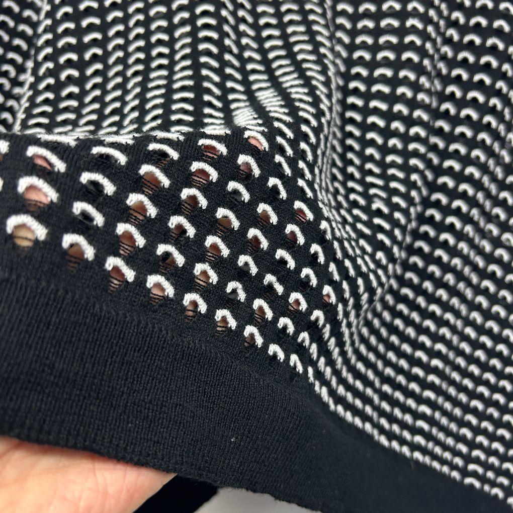 Black White Cotton Knit Cardigan Top - Size 14/16