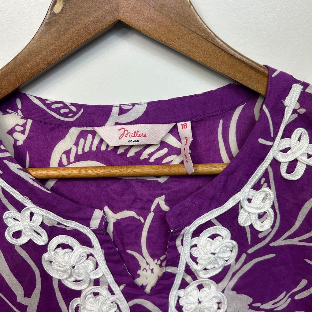 Millers Purple Cotton Top - Size 18