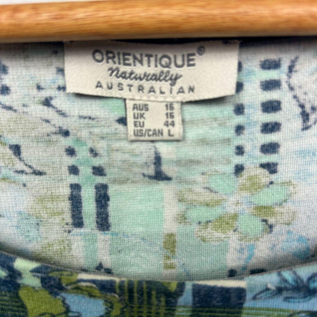 Orientique Green Cotton Top - Size 16