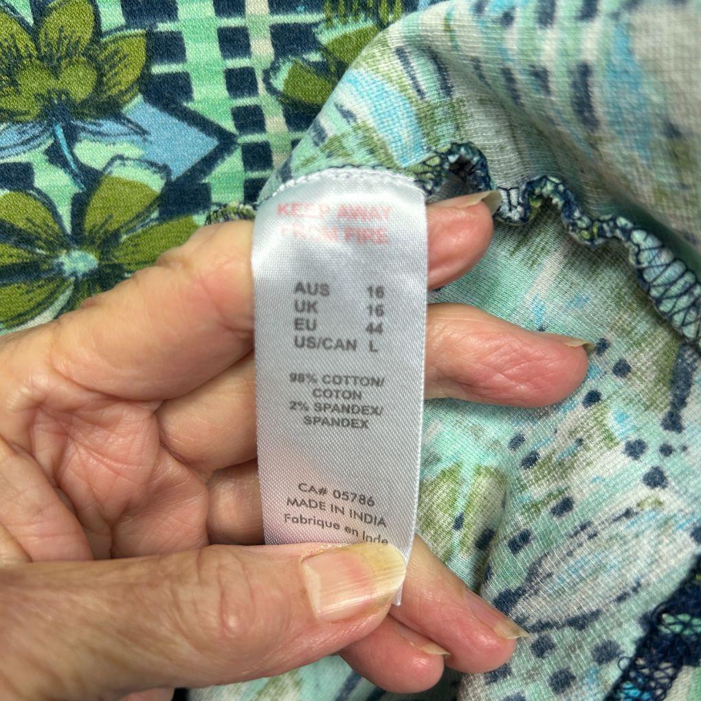Orientique Green Cotton Top - Size 16