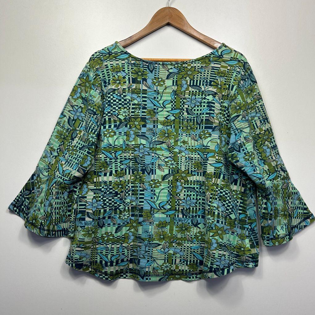 Orientique Green Cotton Top - Size 16