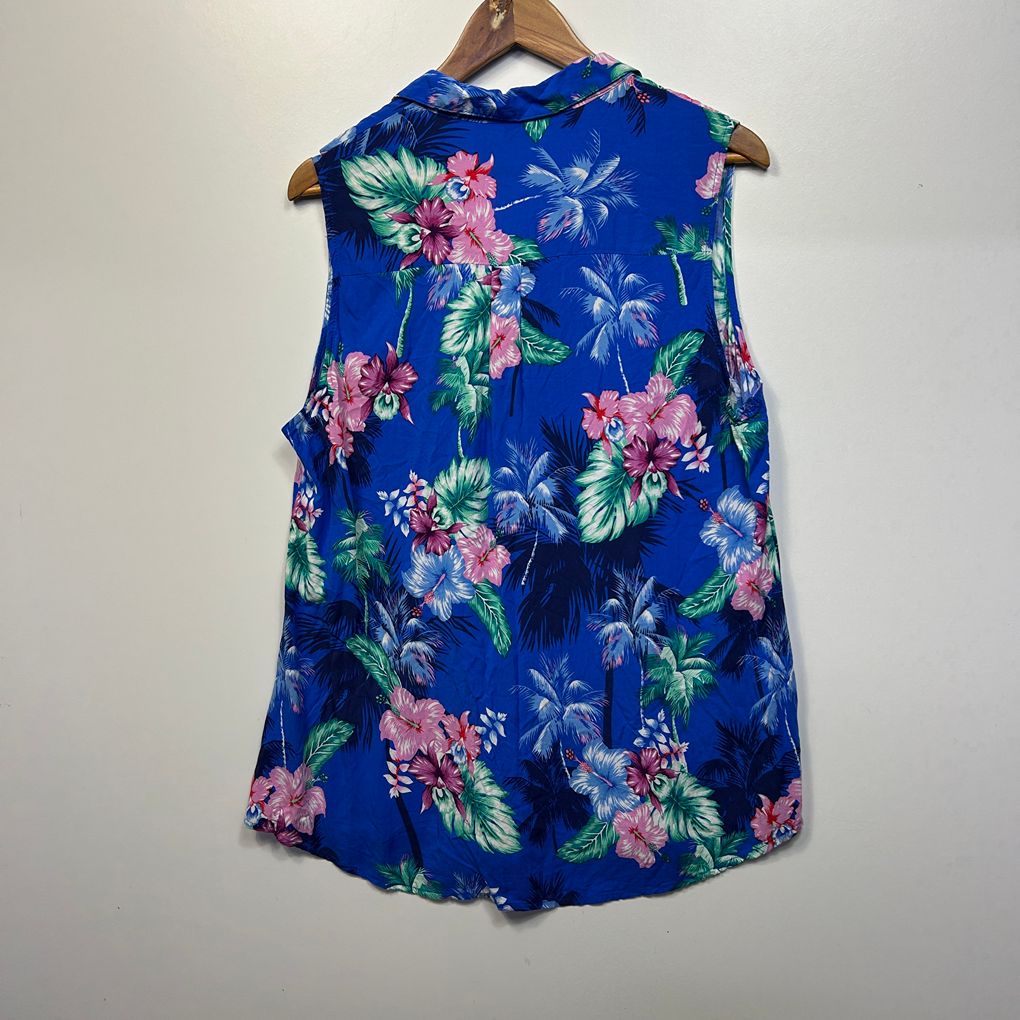 Millers Blue Floral Sleeveless Top - Size 18