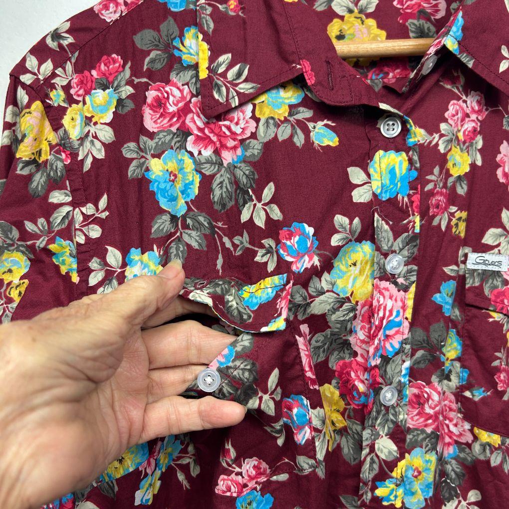Grovers Burgundy Floral Shirt - Size 18