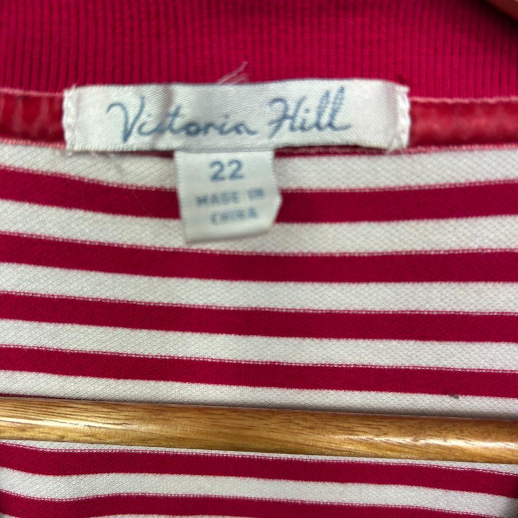 Victoria Hill Red Striped Cotton Polo - Size 22
