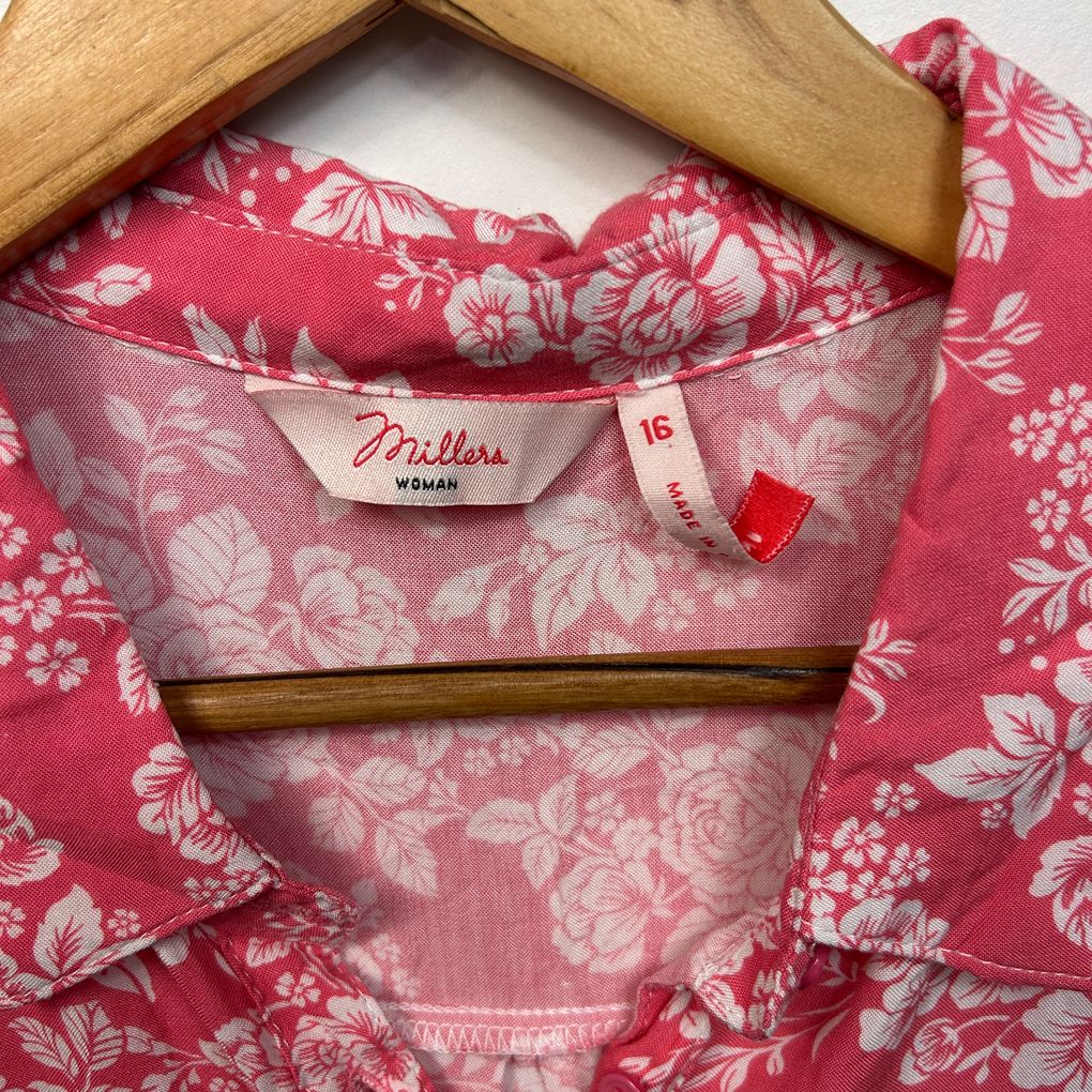 Millers Pink Floral Sleeveless Top - Size 16