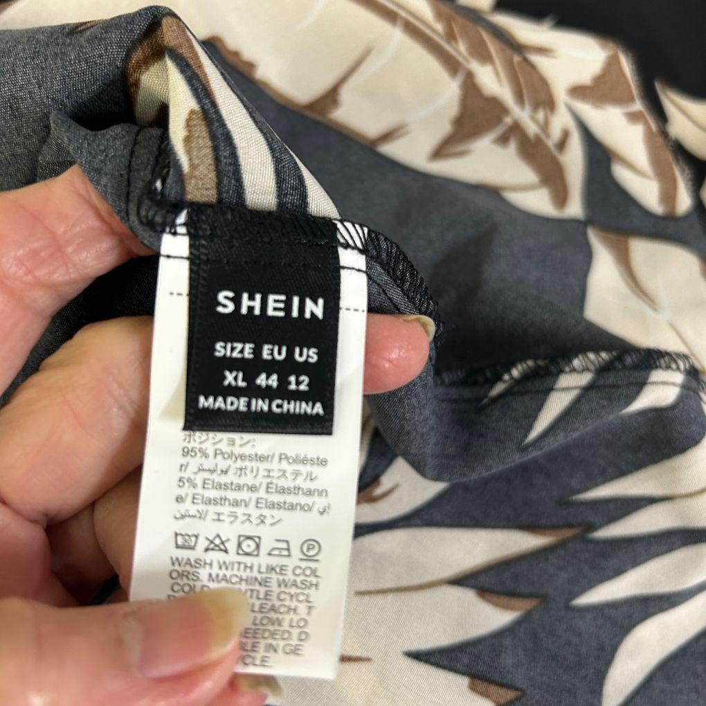 Shein Black Palm Print Maxi Skirt - Size XL