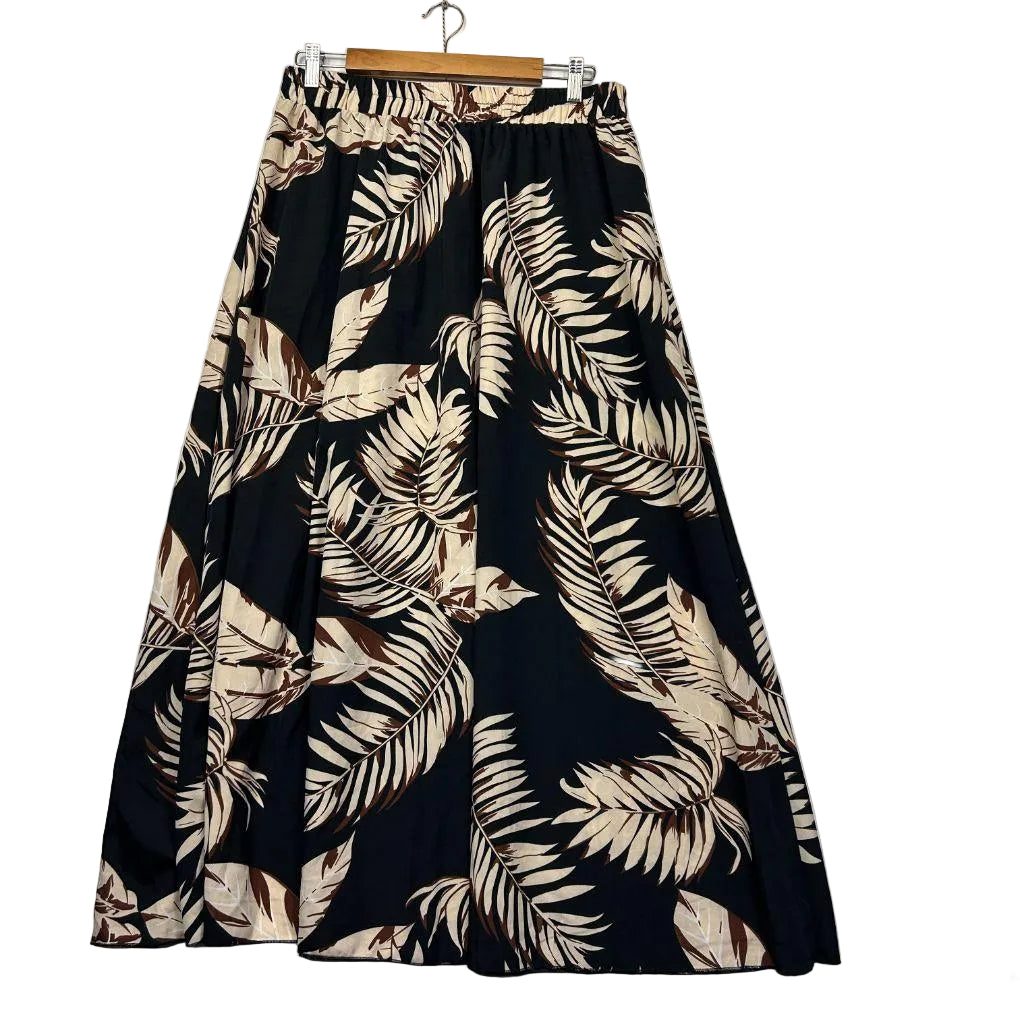 Shein Black Palm Print Maxi Skirt - Size XL
