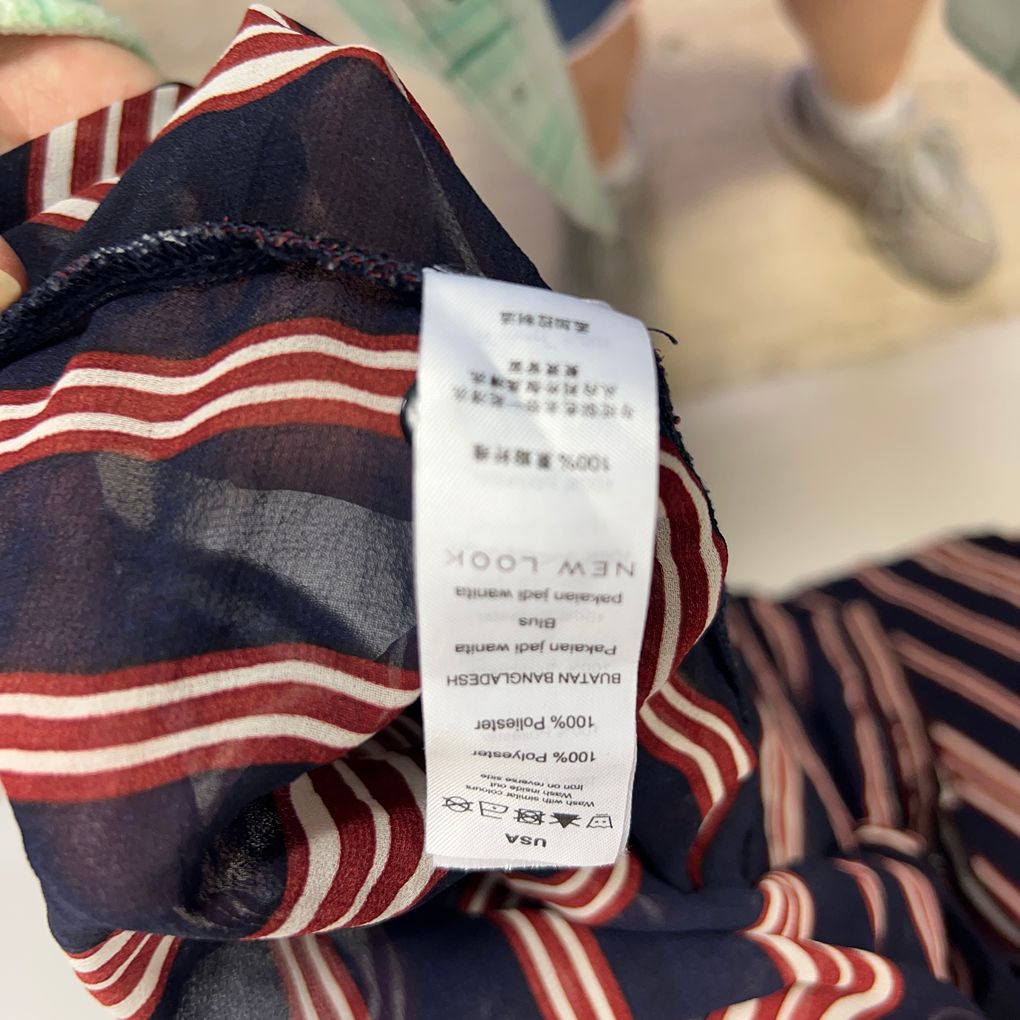New Look Navy Striped Sheer Shirt - Size 24