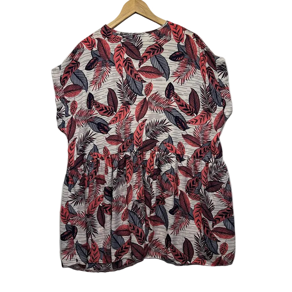 Yours Red Leaf Print Top - Size 22-24