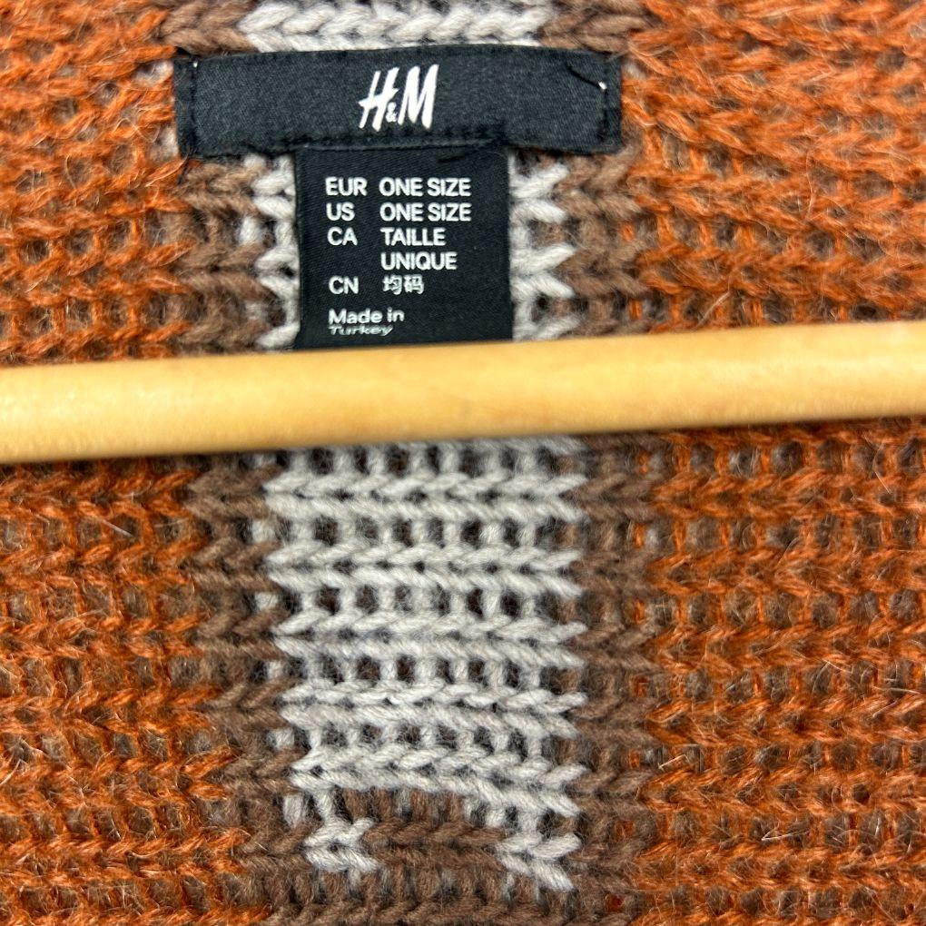 H&M Brown Fringed Aztec Sleeveless Poncho - One Size