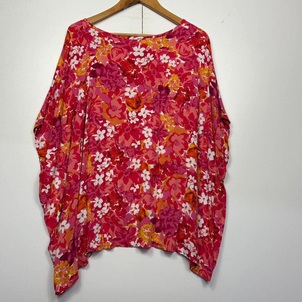 Orange Sherbet Pink Floral Top - Size 16/18