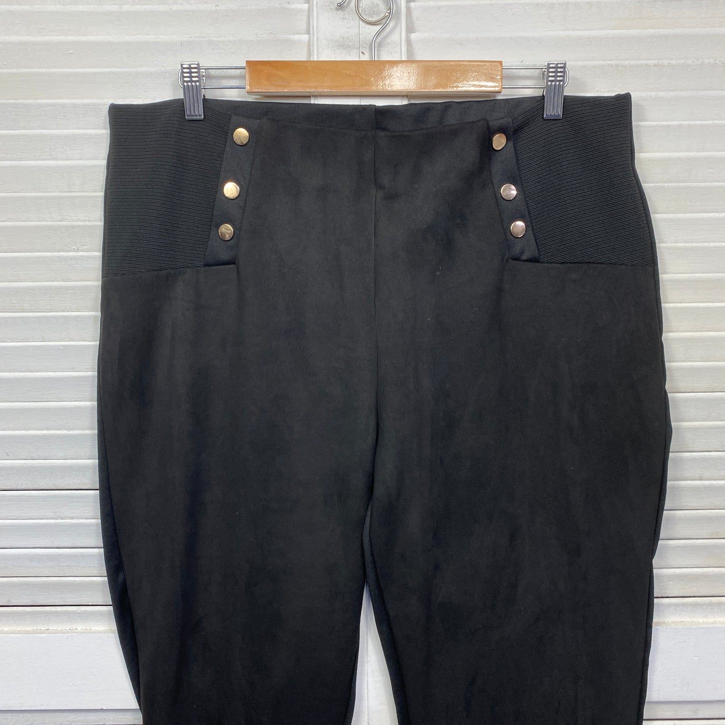 Beme Pants Size 18 Plus Black Pull On Elastic Waist Stretch Office