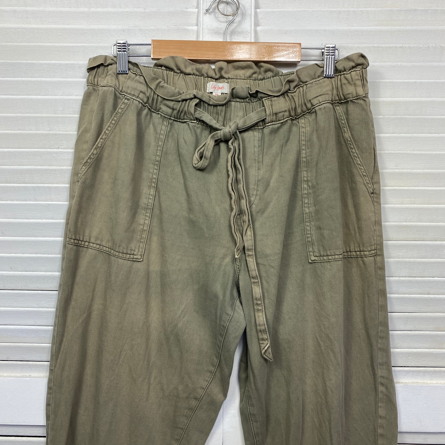 Lily Loves Jogger Pants Size 16 Green Paperbag Pockets