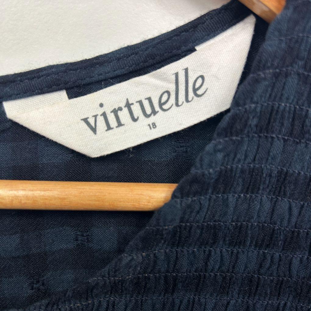 Virtuelle Navy Gingham Check Top - Size 18