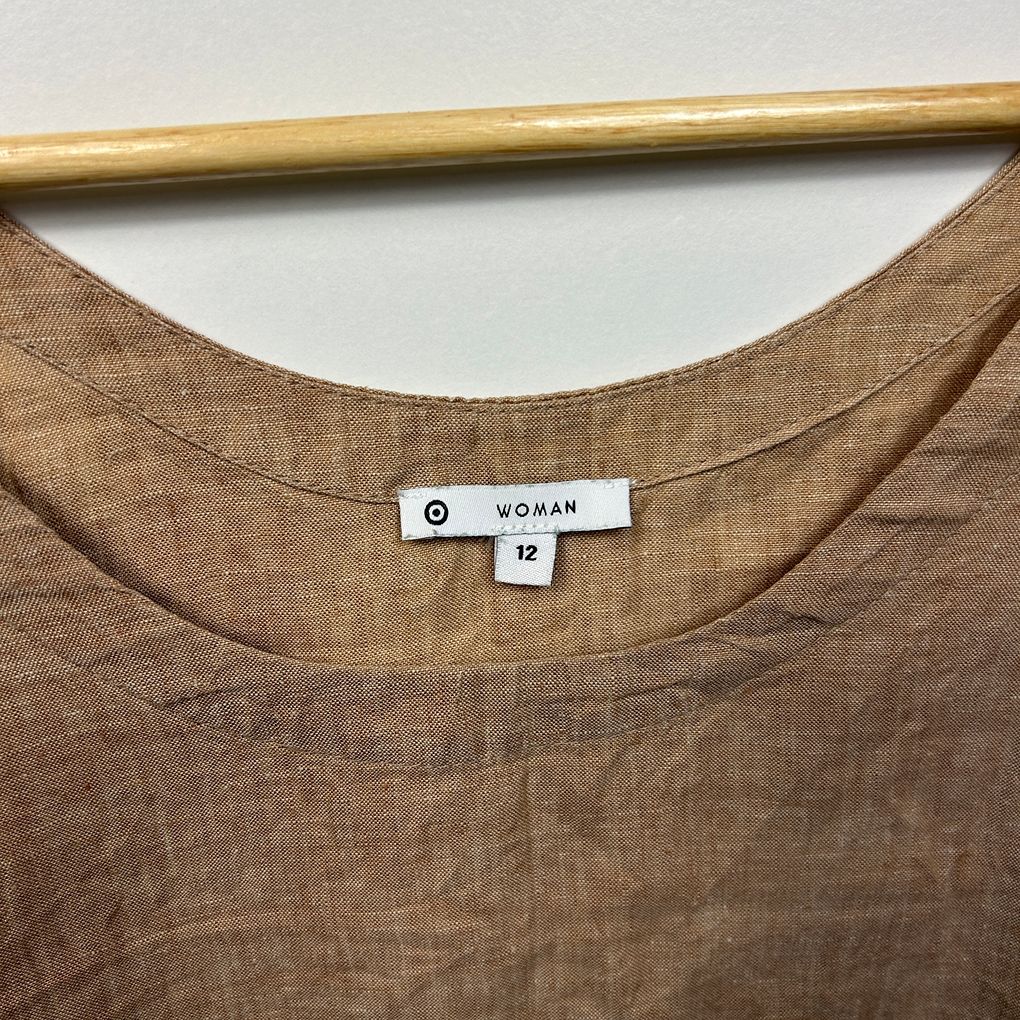 Target Brown Linen Top - Size 12