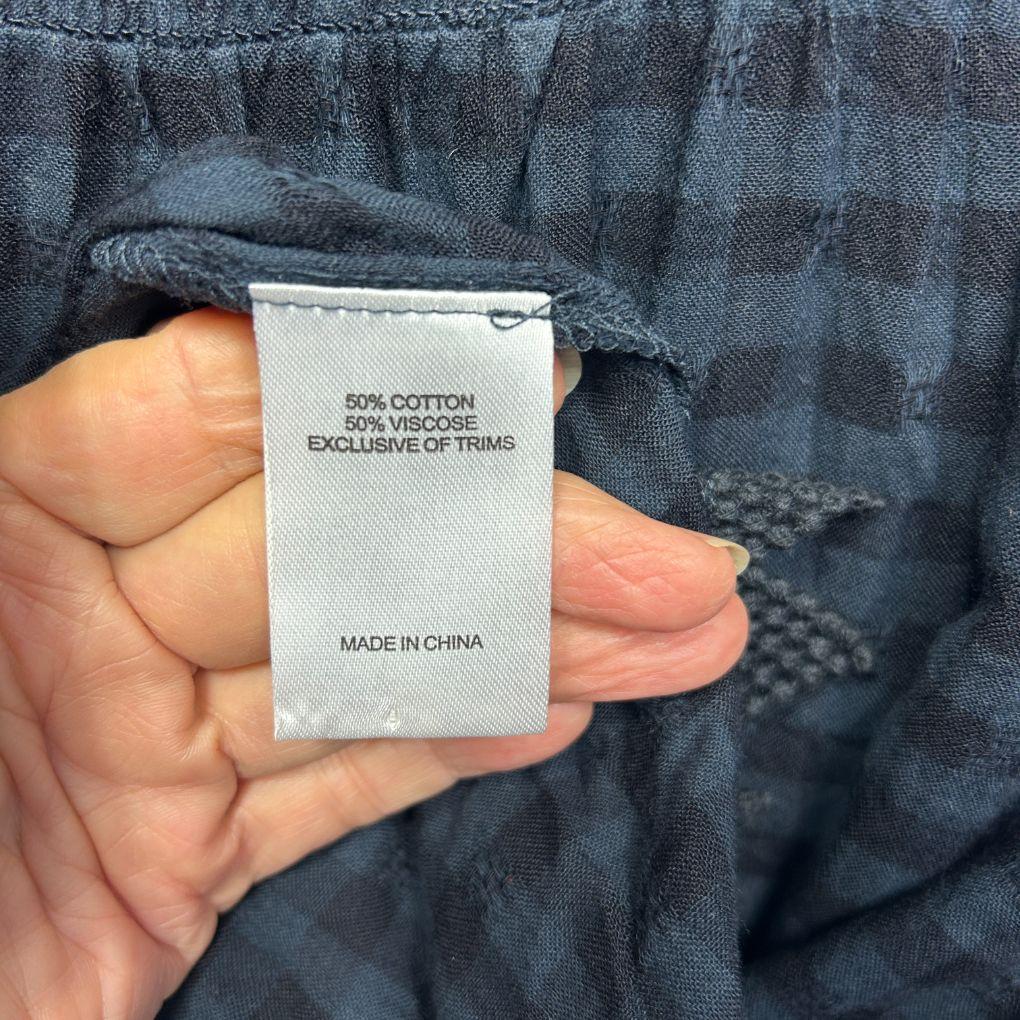 Virtuelle Navy Gingham Check Top - Size 18