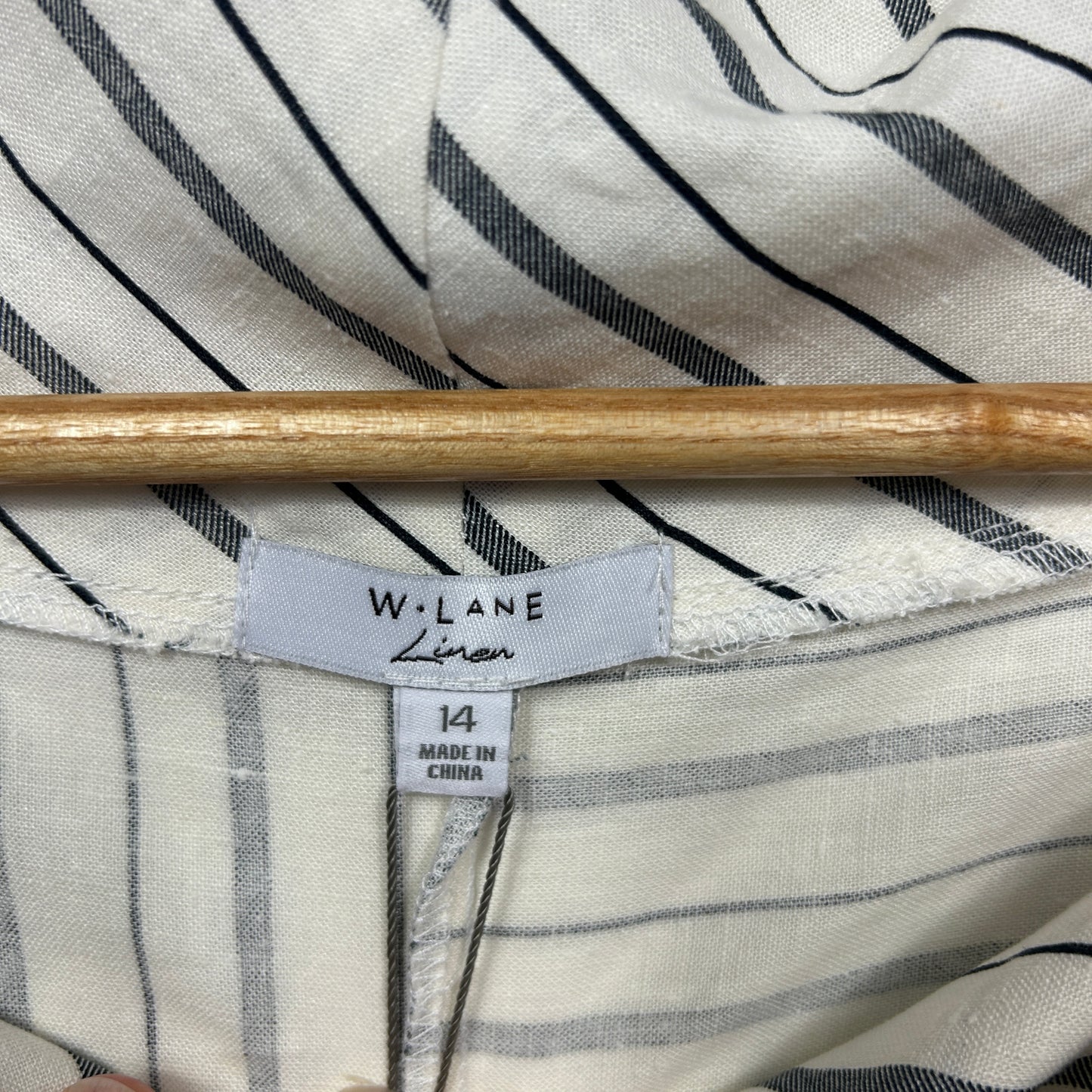 W Lane Striped Linen Cowl Neck Top - Size 14