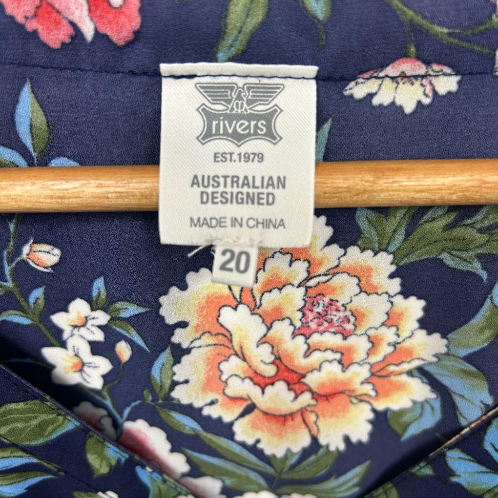 Rivers Navy Floral Top - Size 20