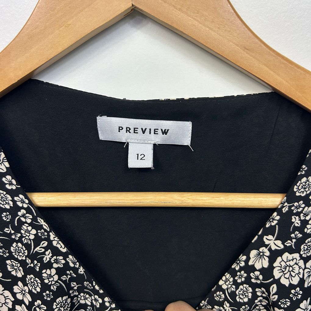 Preview Black Floral Top - Size 12