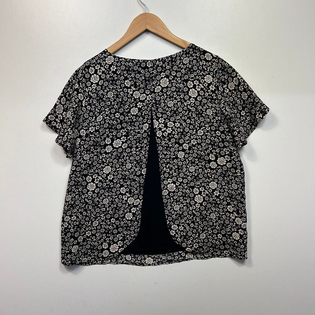 Preview Black Floral Top - Size 12