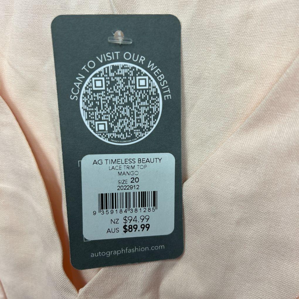 Autograph Pink Lace Trim Top - Size 20