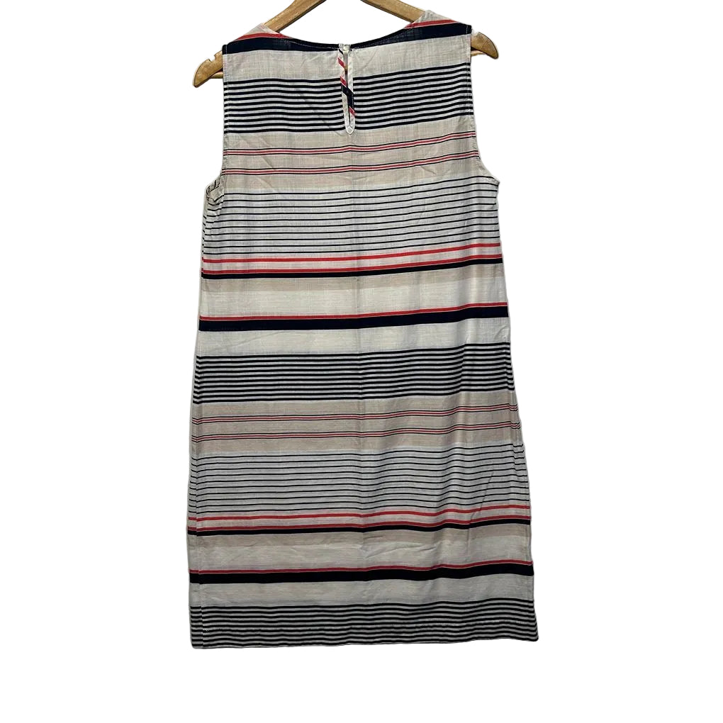 David Jones White Striped Cotton Dress - Size 12