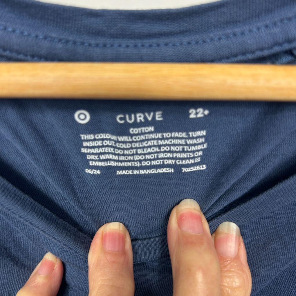 Target Curve Blue Cotton T-Shirt - Size 22