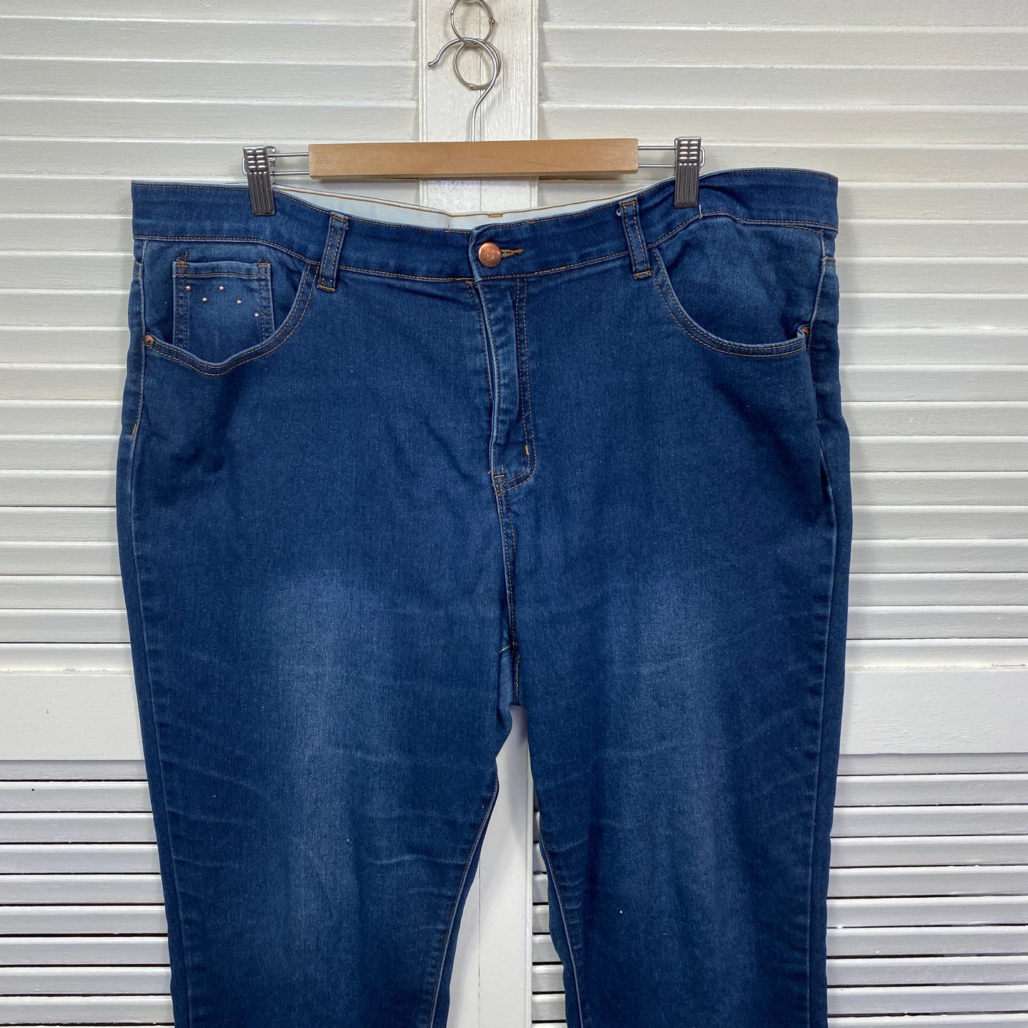 Rockmans Jeans Size 20 Blue Elastic Waist Pockets