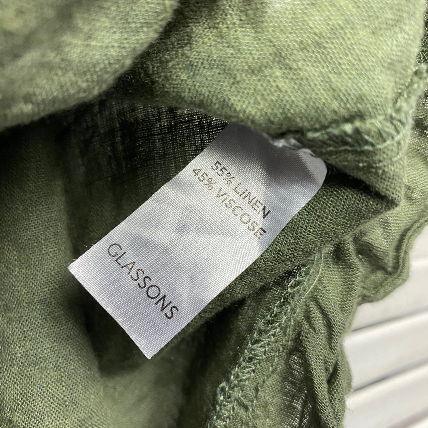 Glassons Wrap Skirt Size 14 Green Linen Blend Mini