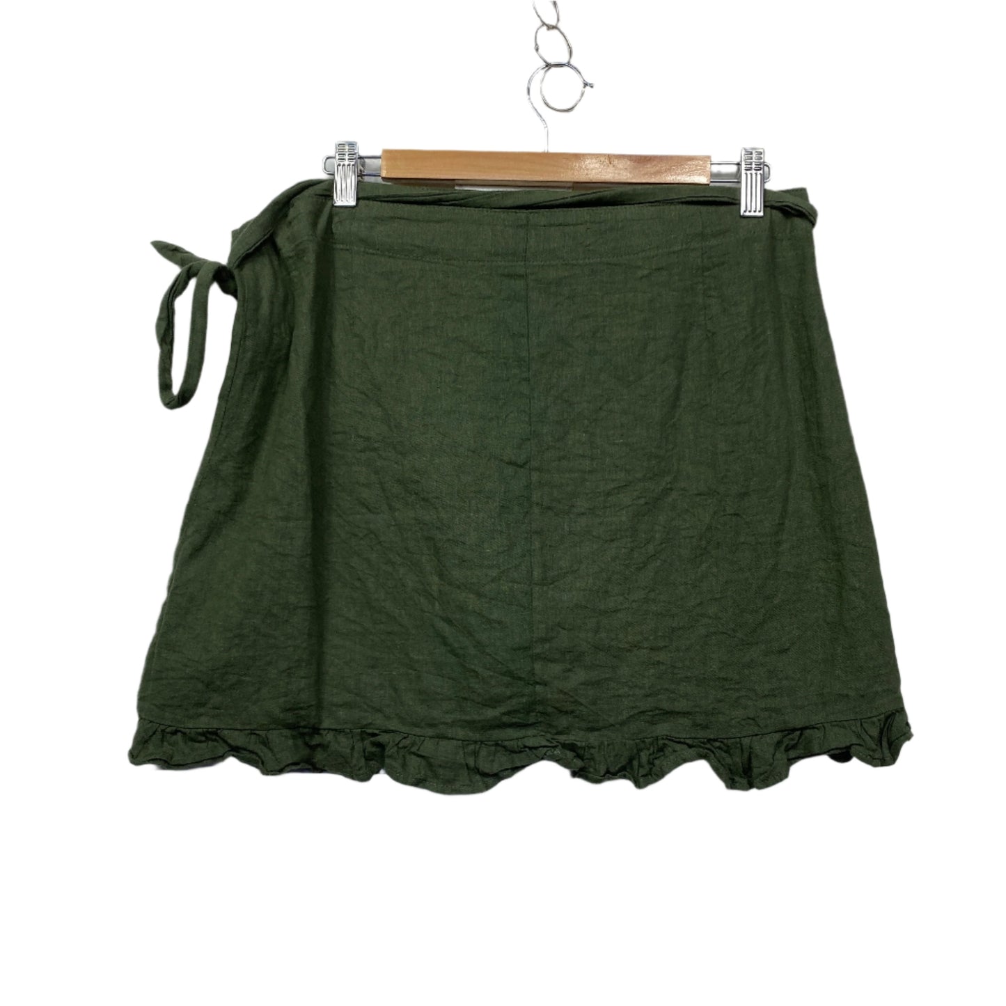 Glassons Wrap Skirt Size 14 Green Linen Blend Mini