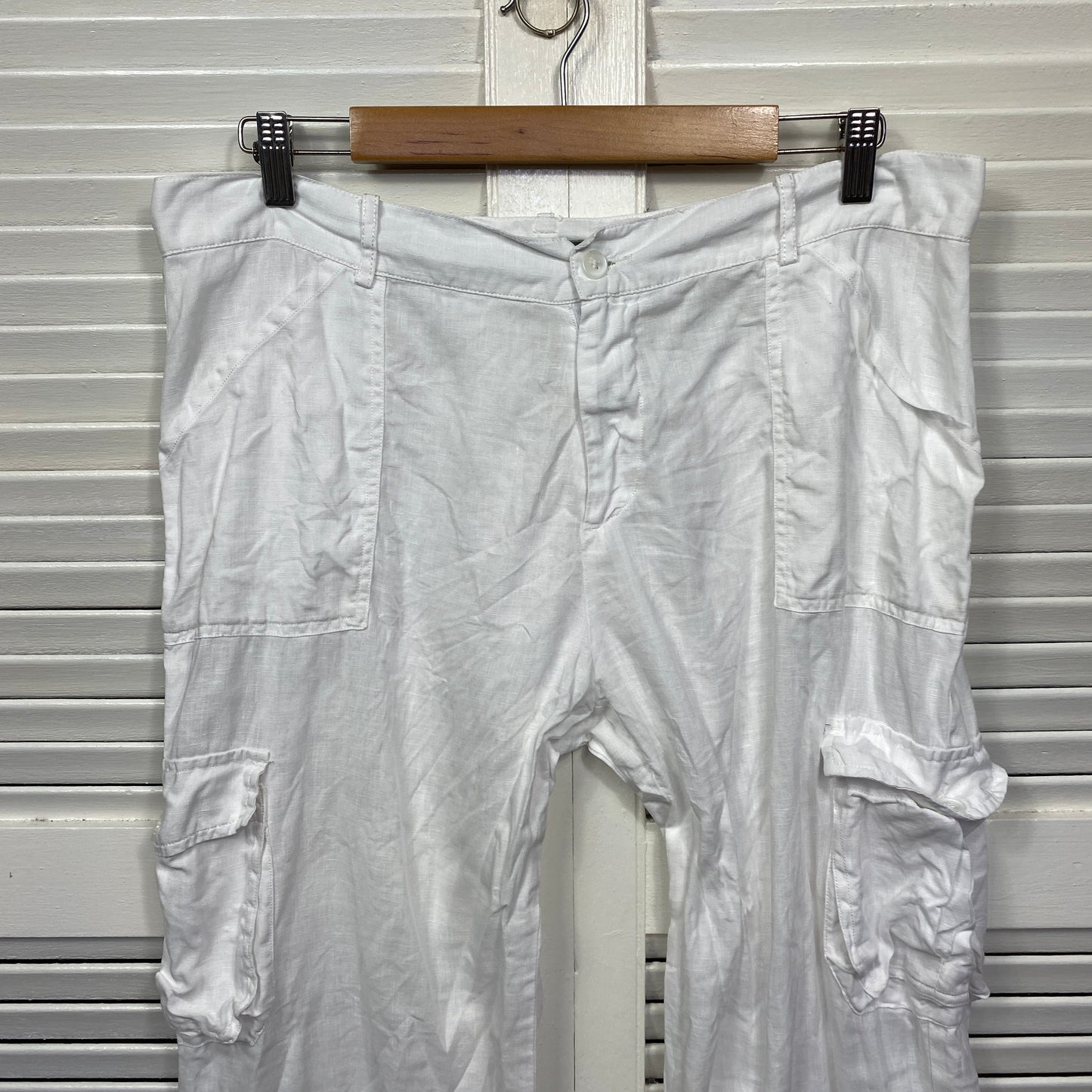 Michael Ridley Cargo White Pants Size 14 Linen