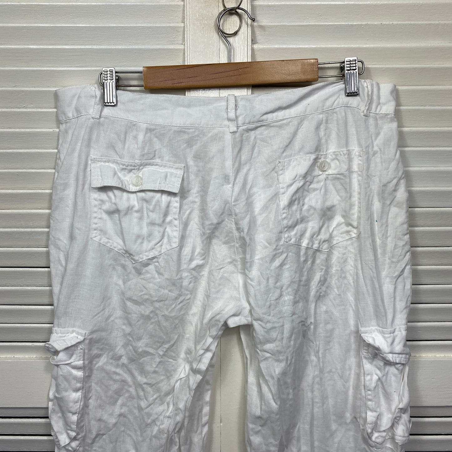 Michael Ridley Cargo White Pants Size 14 Linen