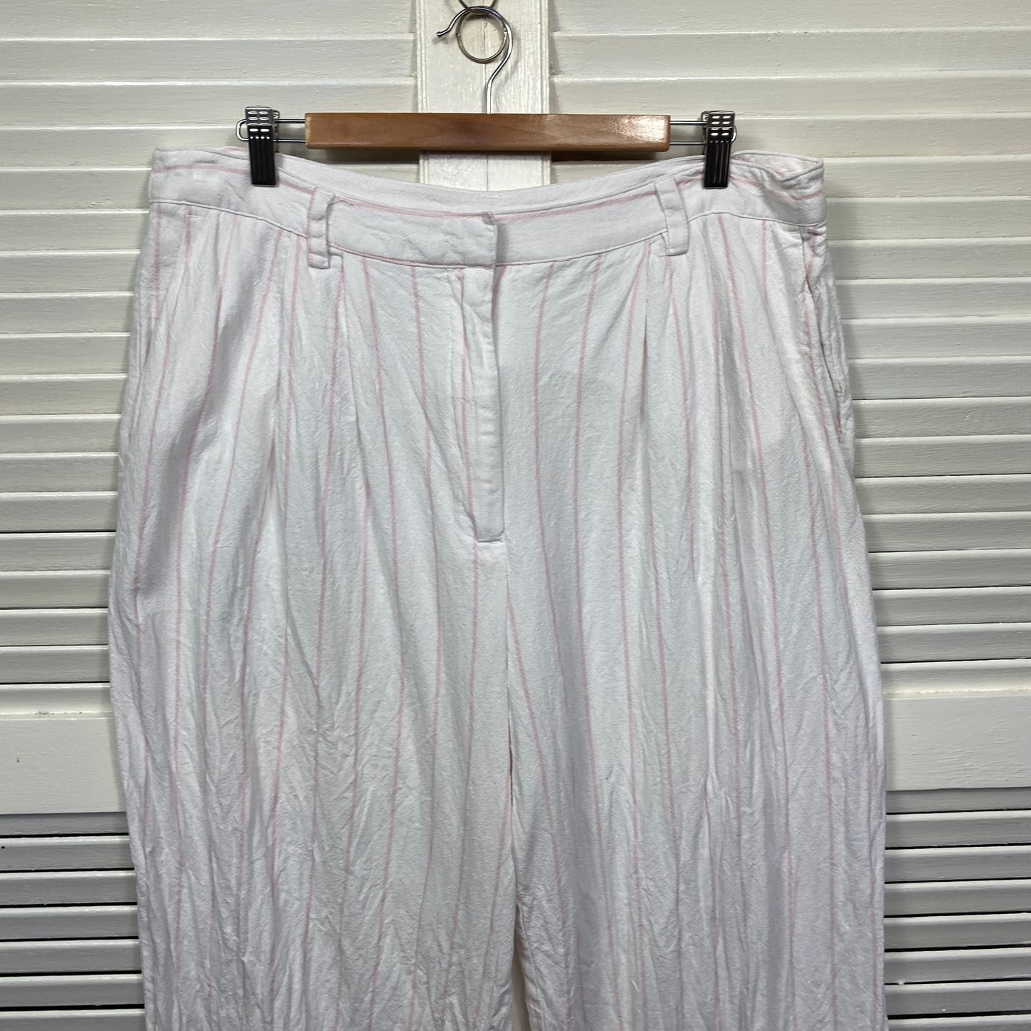 Lily Loves Pants Size 18 White Pockets Striped Linen Blend