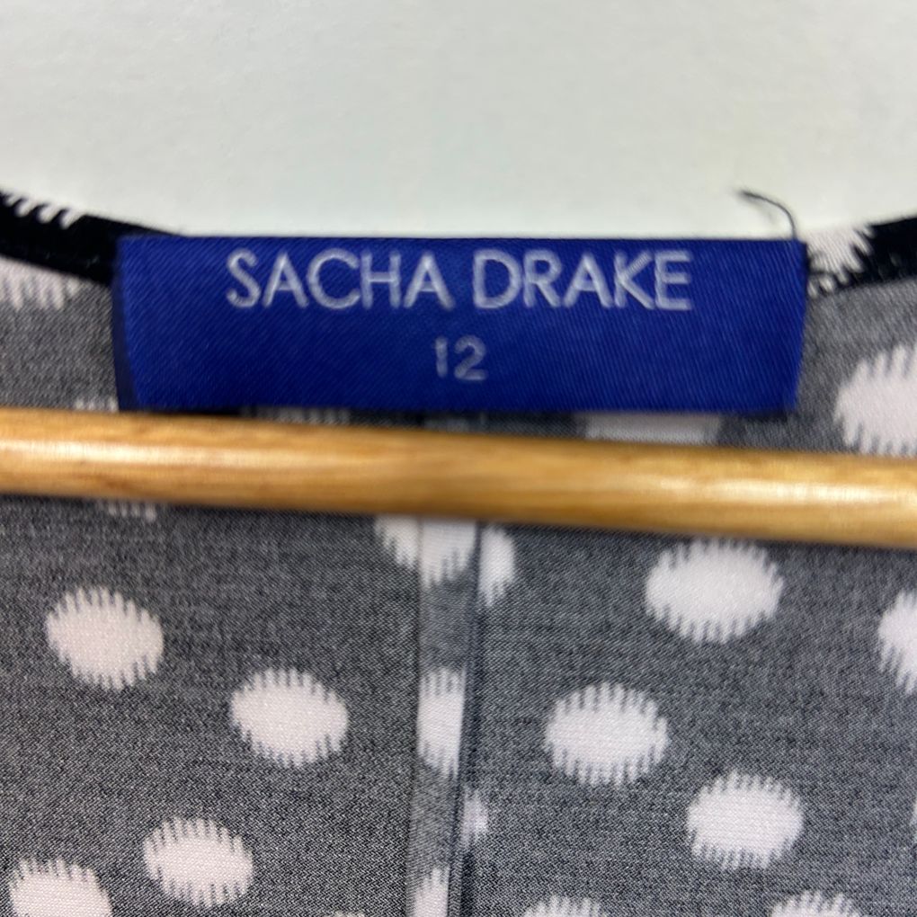 Sacha Drake Black Polka Dot Dress - Size 12