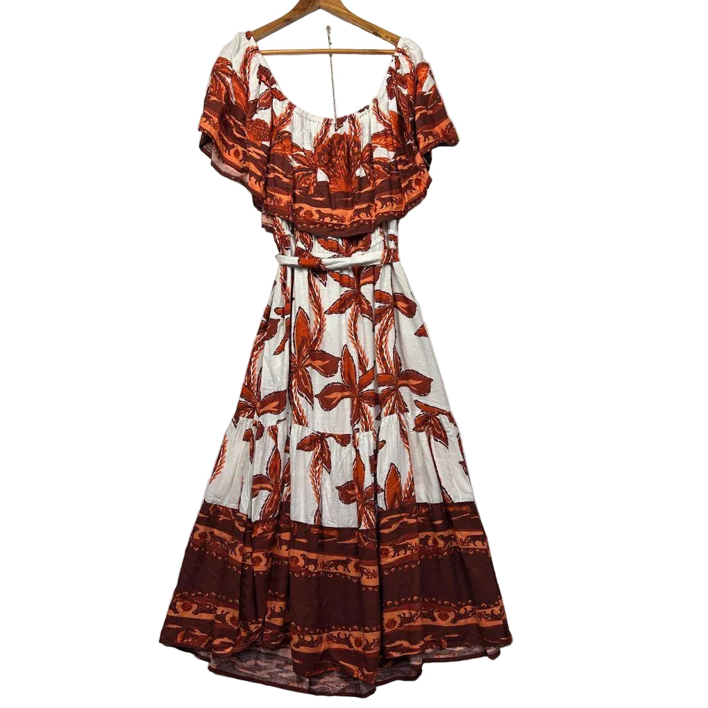 City Chic Cream Floral Maxi Dress - Size 22/XL