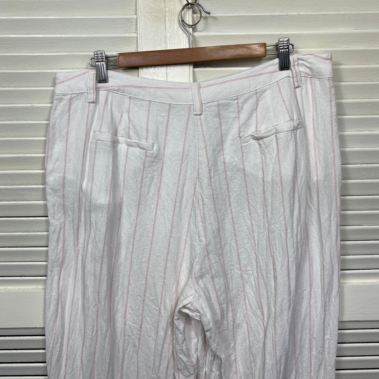 Lily Loves Pants Size 18 White Pockets Striped Linen Blend