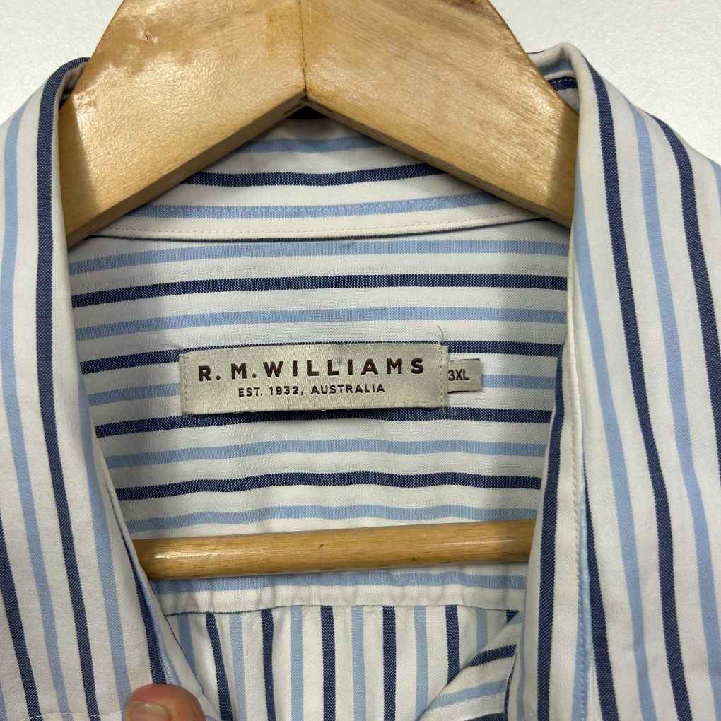 R M Williams Mens Short Sleeve Striped Shirt - Size 3XL