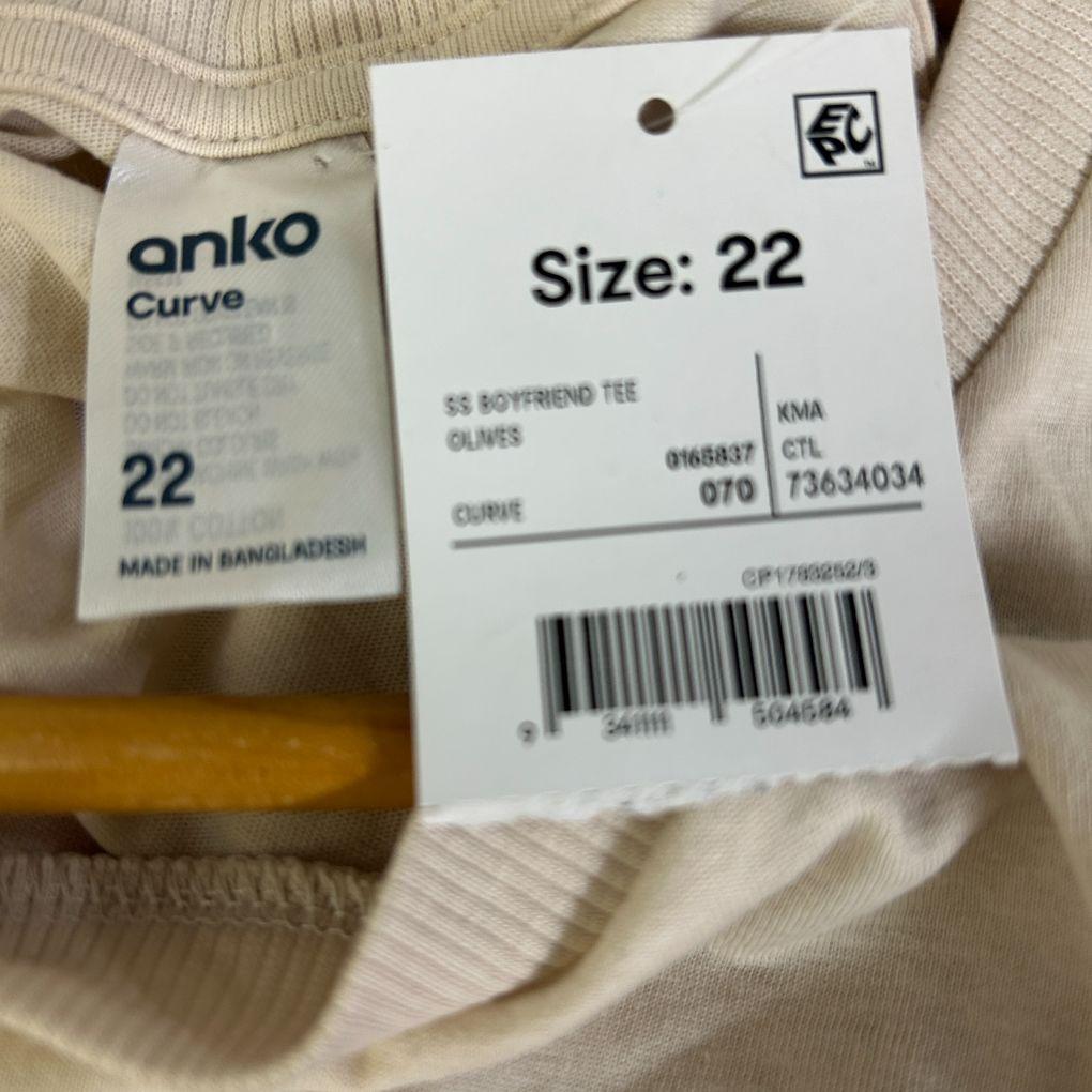 Anko Beige Cotton Graphic T-Shirt - Size 22