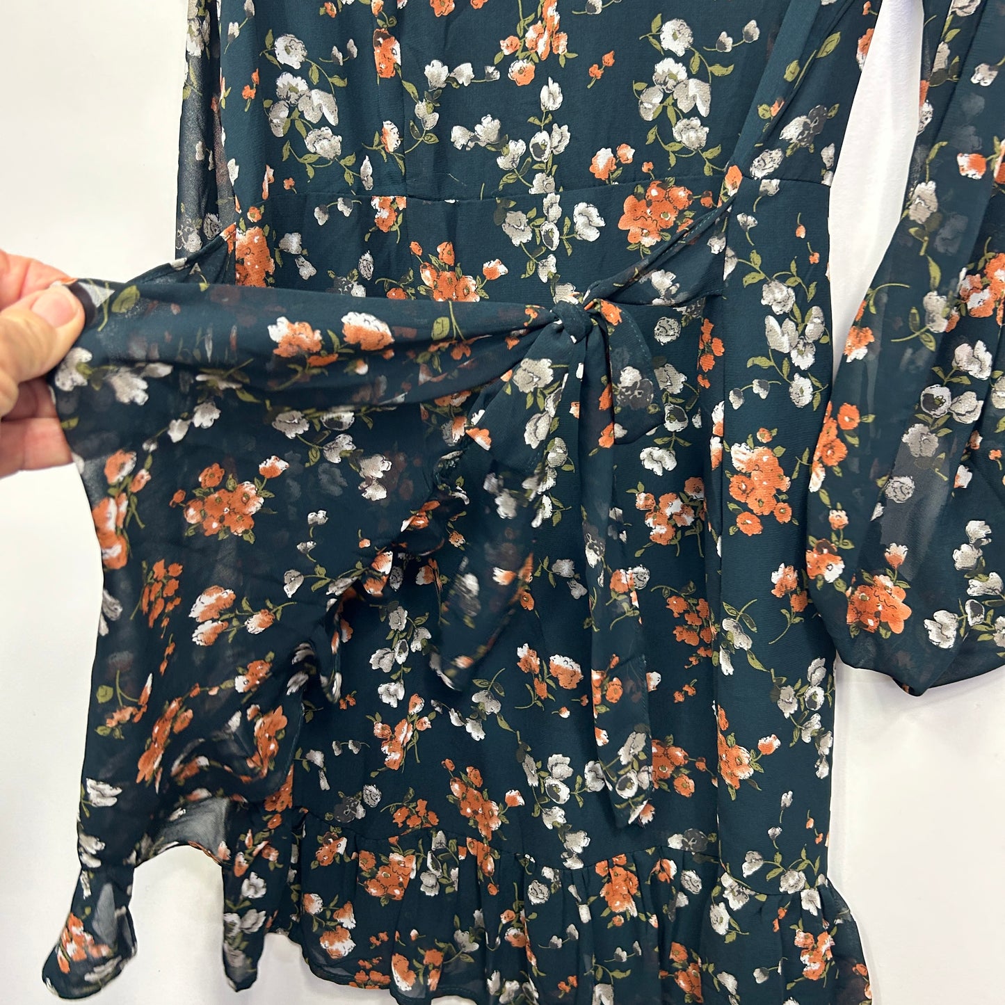 Princess Polly Teal Floral Dress - Size 16