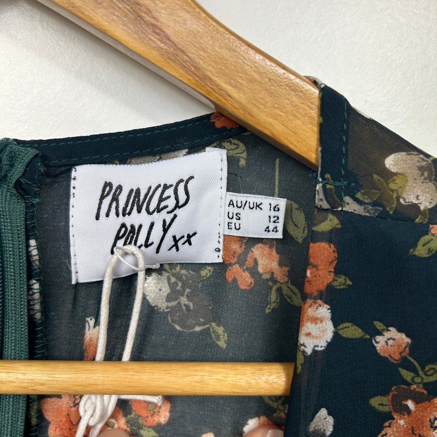 Princess Polly Teal Floral Dress - Size 16