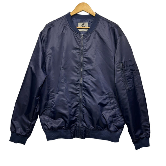 Mens Bomber Jacket Size 3XL Navy Pockets Long Sleeve Full Zip Up