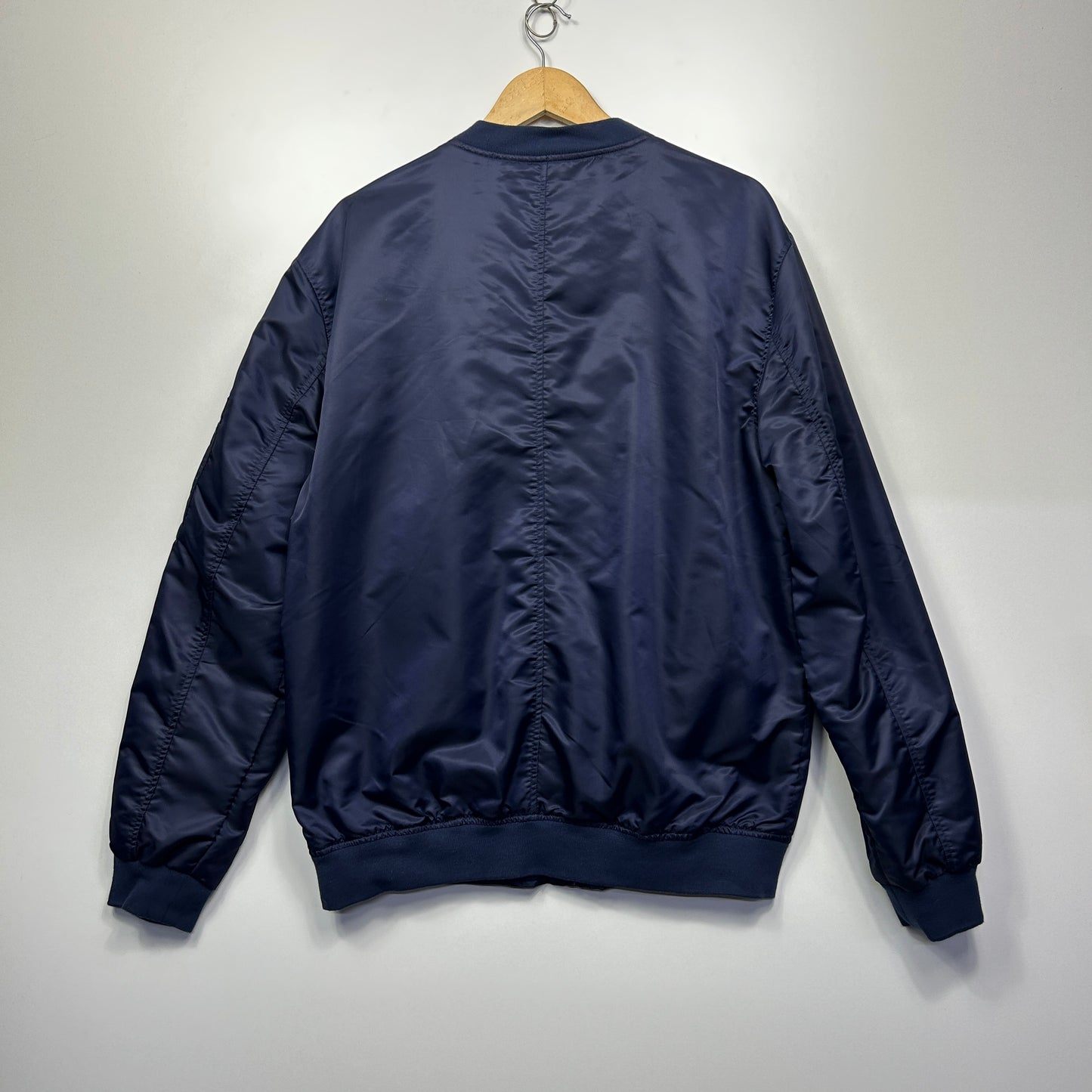 Mens Bomber Jacket Size 3XL Navy Pockets Long Sleeve Full Zip Up