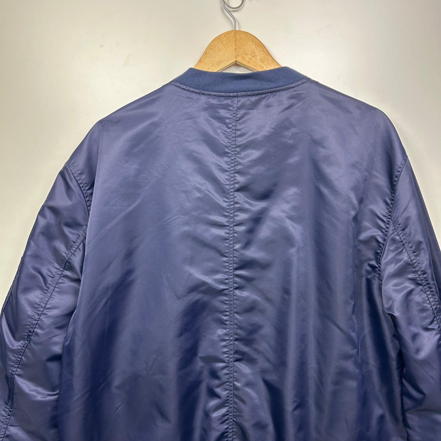 Mens Bomber Jacket Size 3XL Navy Pockets Long Sleeve Full Zip Up