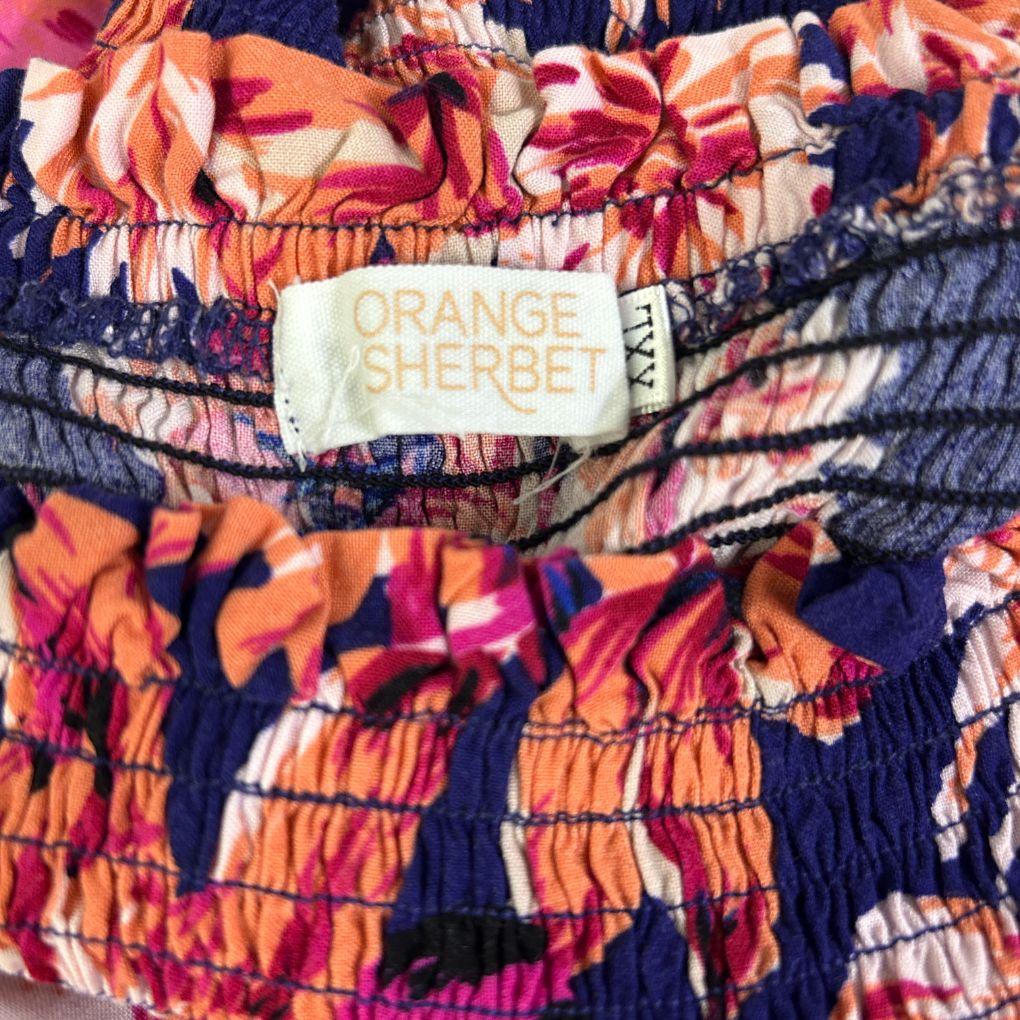 Orange Sherbet Navy Floral Dress - Size XXL